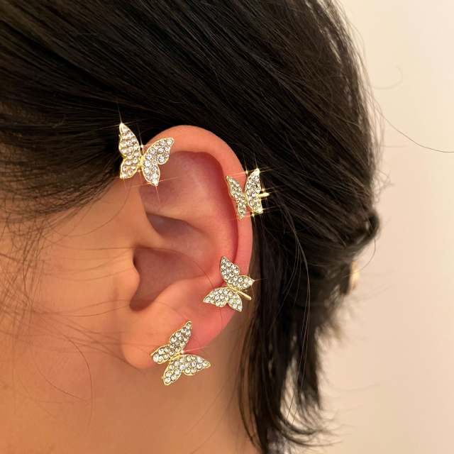 Diamond butterfly ear wrap
