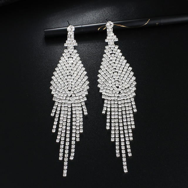 Vintage rhinestone setting long earrings
