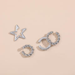 Five-pointed star alloy ear cuff 4 pcs set