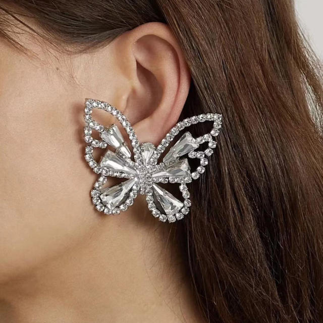 Diamond butterfly women earrings