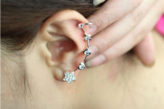 Diamond star heart one piece ear cuff