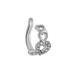 Diamond heart hollow ear cuff