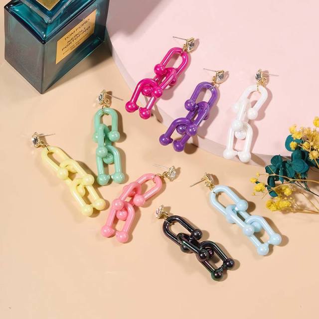 Candy color acrylic chain earrings
