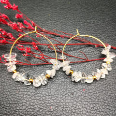 Natural crystal boho hoop earrings