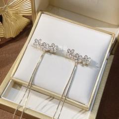 TIKTOK same design cubic zircon flower tassel jacket earrings