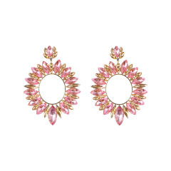 Luxury color glass crystal statement dangle earrings