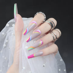 INS contrast color false nails for women