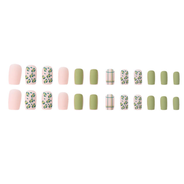 Leopard green color false nails