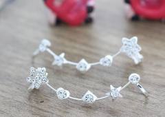Diamond star heart one piece ear cuff