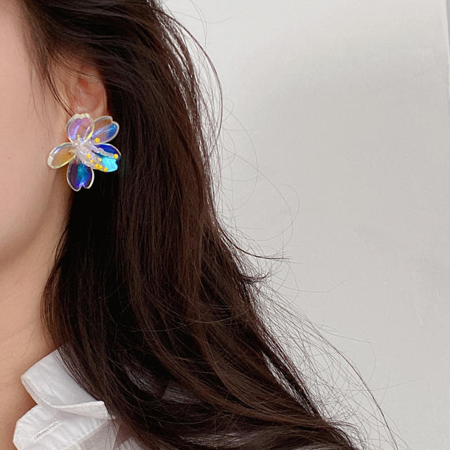 INS AB color bloom flowerr ear studs