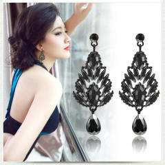 Luxury all black diamond dangle earrings