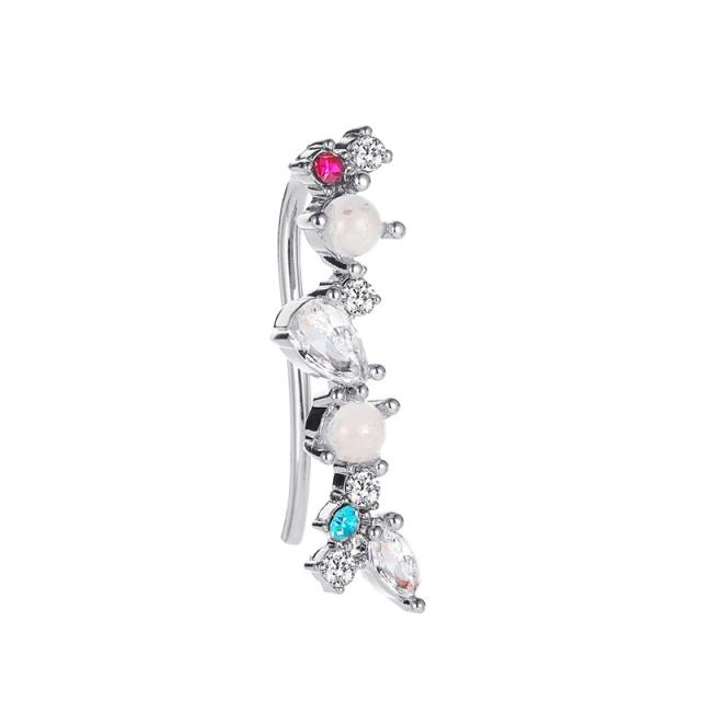 Color diamond opal ear cuff