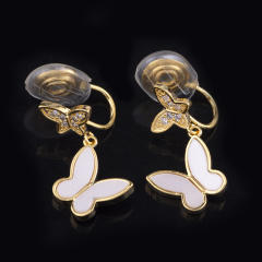 Acrylic butterfly diamond drop earrings clip on earrings