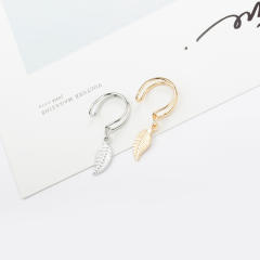Leaf charm hollow ear cuff