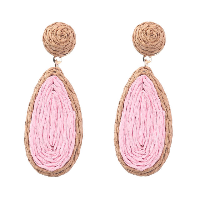 Natural summer straw drop earrings