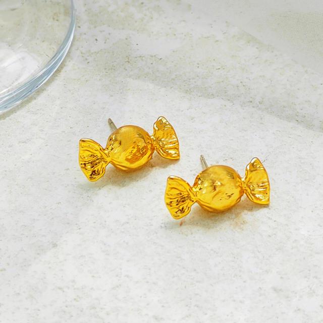 S925 sterling silver needle cute candy shape ear studs