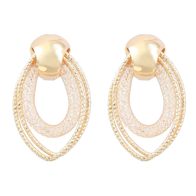 INS geometric oval shape ear studs