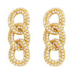 Full of color cubic zircon chain earrings
