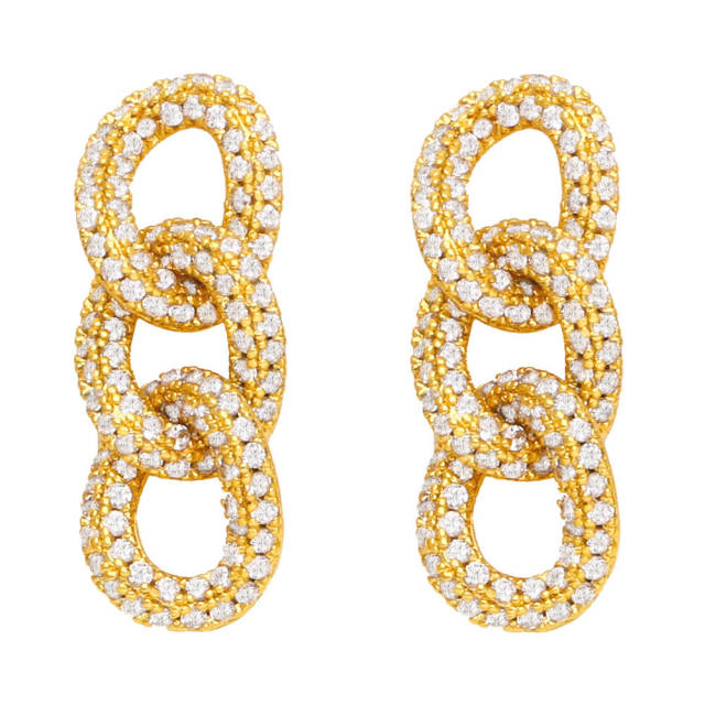 Full of color cubic zircon chain earrings