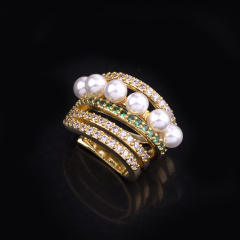 Diamond pearl beaded ear cuff clip on earrings