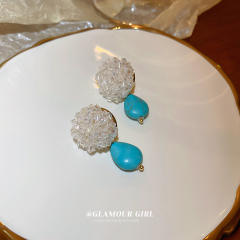 Silver needle summer turquoise drop earrings