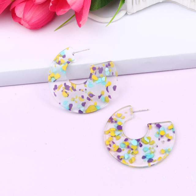 12 color acrylic open hoop acrylic earrings
