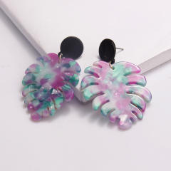 Famous acetate acrylic plate tree leaf earrings