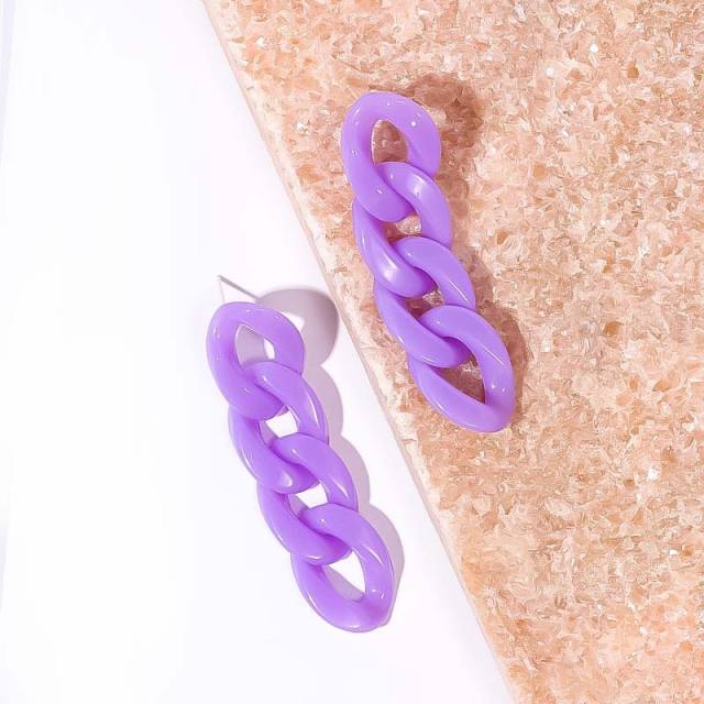 INS personalized electroplated UV acrylic chain earrings