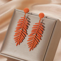 Color acrylic leaf dangle earrings for summer