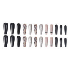 24pcs set gliter flower pattern false nails