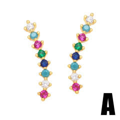 Rainbow cubic zircon unique concise ear studs