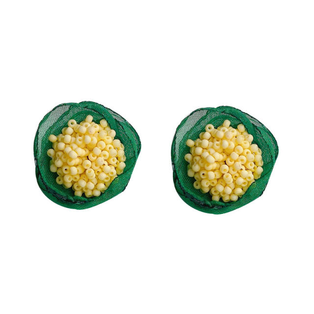Summer handmade mesh seed beaded ear studs