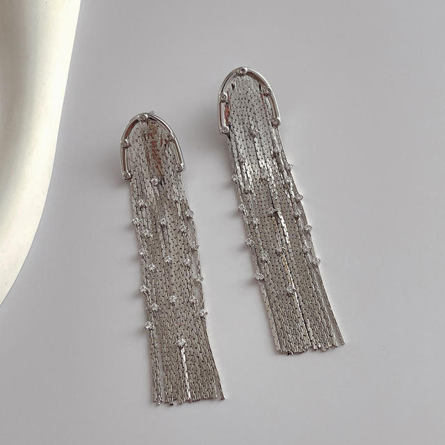 S925 needle 18KG chain tassel earrings