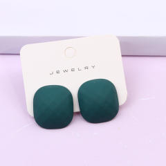 Concise candy color square shape ear match ear studs