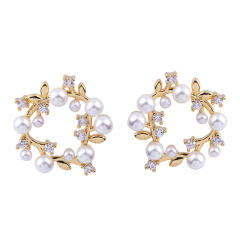 Pearl beaded ring clip on earrings