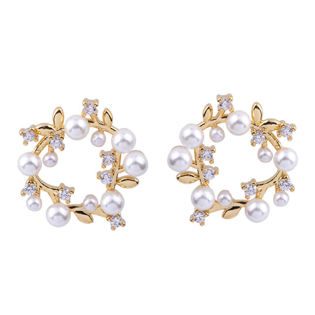 Pearl beaded ring clip on earrings