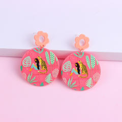 Summer cute floral round charm acrylic earrings