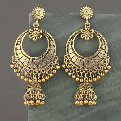 Vintage tiny metal beads jhumka earrings