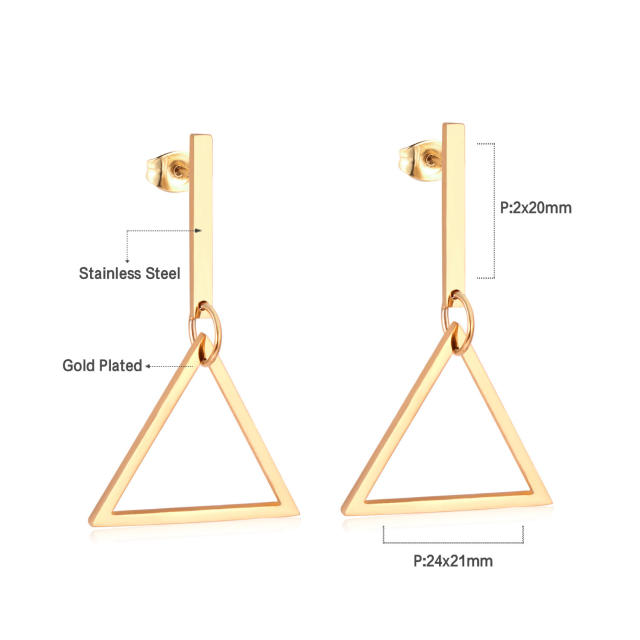 Stainless steel geometric square ring dangle earrings