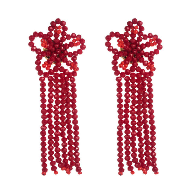 Boho color beads tassel earrings