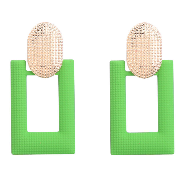 INS geometric spray paint square earrings