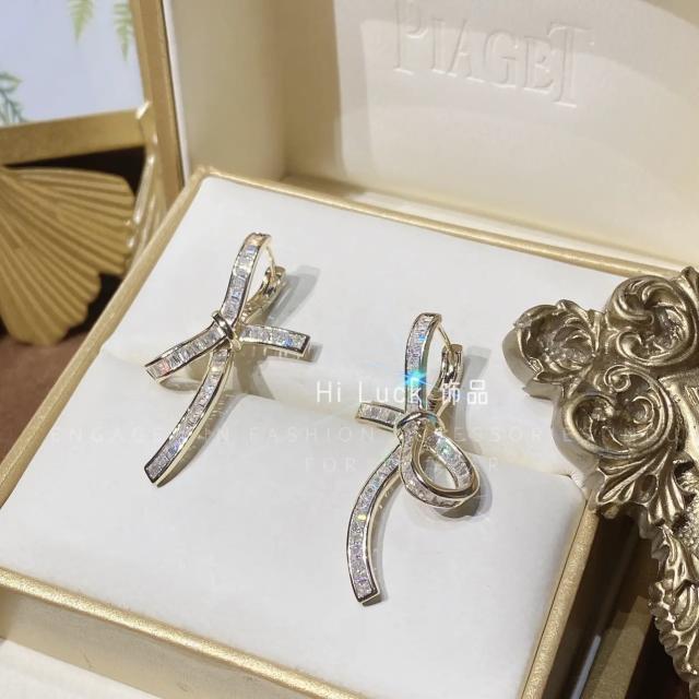 Tiktok same design cubic zircon bowknot huggie earrings