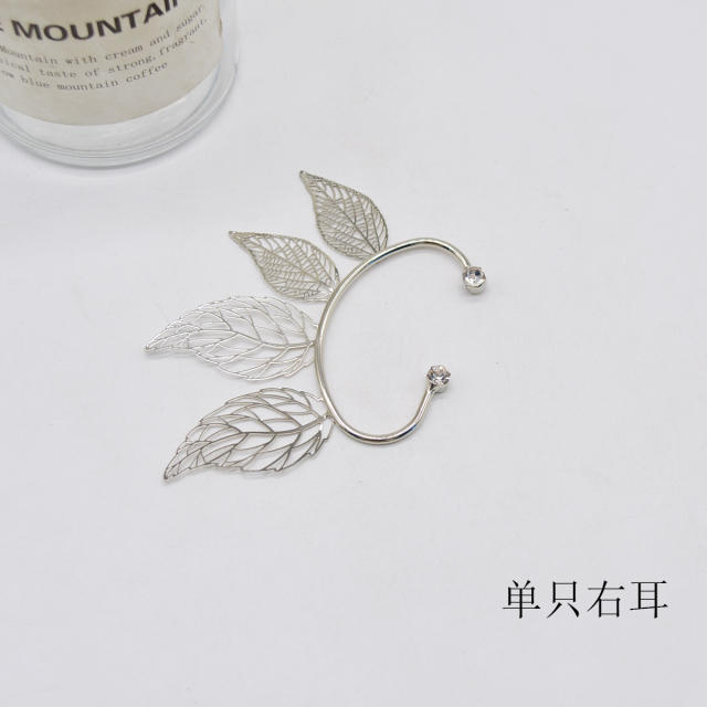Hollow leaf diamond ear wrap