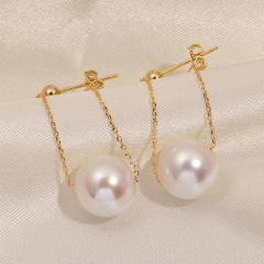 Chic pearl chain clip on earrings dangle earrings