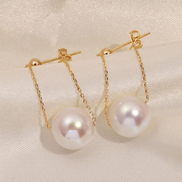 Chic pearl chain clip on earrings dangle earrings