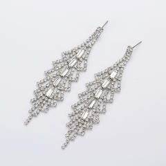 Luxury rhinestone pave setting long earrings