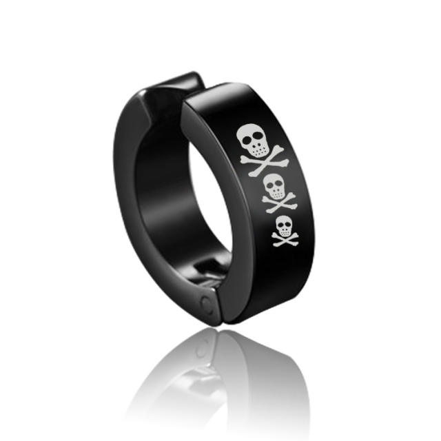 Black punk titanium steel ear clip