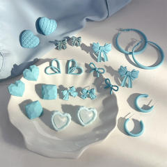 Light blue color sereis summer korean fashion ear studs