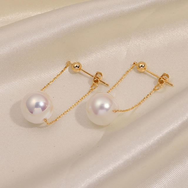 Chic pearl chain clip on earrings dangle earrings