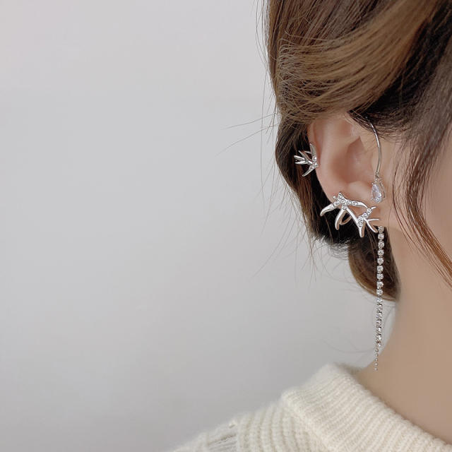 Korean fashion cubic zircon tassel ear wrap